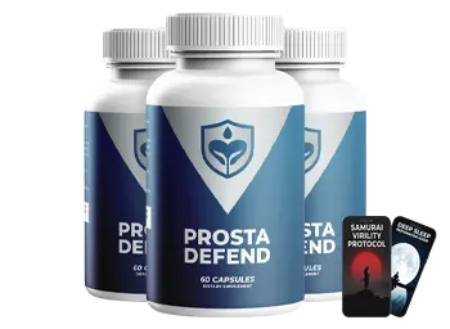 Prosta Defend prostate support supplement made with natural ingredients to promote normal urinary flow and male wellness